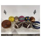 Sports Balls:(4) Footballs, (3) Basketballs & More