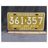 1970 Michigan Trailer Plate