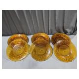 (12) Tiara Amber Glass Dinner Plates