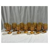 (12) Tiara Amber Glass Steamed Base Wine Glasses
