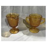 Tiara Amber Glass Sugar Bowl & Creamer Cup