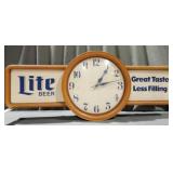 Miller Lite Hanging Beer Sign Clock