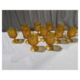 (11) Tiara Amber Glass Handled Mugs