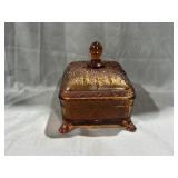 Tiara Amber Glass Candy Dishes Fancy Footed