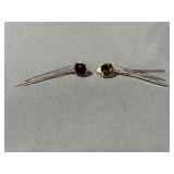 .925 Sterling Silver Clip-on Black Gem Earrings