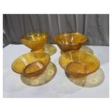 (4) Tiara Amber Glass Salad Bowls