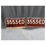 Pair Of 1969 Michigan License Plates