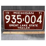 1971 Michigan Trailer Plate