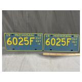 Pair of 1970 Michigan License Plates