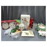 Christmas cups, towels, and decor