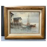 W. Jones ship harbor painting