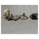 (4) .925 Sterling Silver Rings; Rose, Snake & More