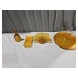 Tiara Amber Glass Tray, Dinner Bell, Mail Holder