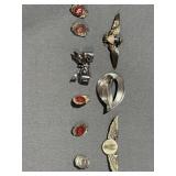 (9) Sterling Silver Pins; Ribbon, Flight Wings