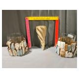 Vintage ceramic wall pocket , painted Driftwood