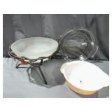 Fire King pie plate & casserole dish , frosted