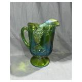 Green Indiana Carnival glass pitcher