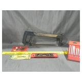 Jigsaw blade set, level, blades and hand saw