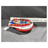 Haji Tin-Litho Wind Up Safety Boat Made Japan