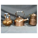 (3) copper tea pots