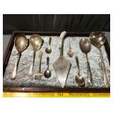 Mixed brand vintage ornate serving spoons cake