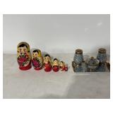 Matryoshka dolls & Porcelain Salt Pepper Shaker,
