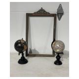 Decorative Globes & Ornate Wood Picture Frame