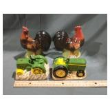 John Deere salt & pepper shakers. And two ceramic
