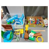 Hot Wheels track and cars lot clear tote and lid