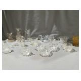Cut glass bowls & cups sugar & cream