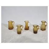 Topaz Pilgrim Crinkle Glass Miniature Pitchers