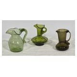 Green Pilgrim Crackle Glass Pitchers