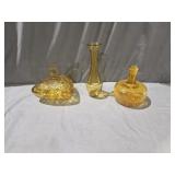 Blenko Amber Crackle Glass Vase, Stretch Vase,