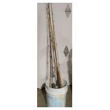 Fishing poles; 6 rods and reels