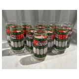 (10) Frosted Stain Glass Coca-Cola Glasses