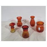 Tangerine Pilgrim Crackle Glass Vases