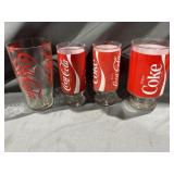 (4) Red Enjoy  Coca-Cola Glasses