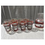 Godfatherï¿½s Pizza Carafe Pitcher & 8 Glasses
