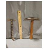 Antique tax/upholstery hammer, and crate hammer