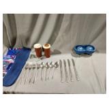 12 pc silverware set salt and pepper shaker