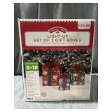 Light up set of 3 Gift boxes