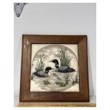 Framed Embroidered Loons
