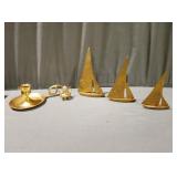 3 Brass Sailboats, Candlestick & More