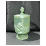 Fenton Iridescent Sea Green Chessie Candy Dish