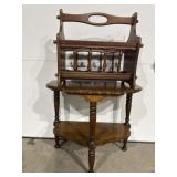 Antique Half Moon 3 Leg Side Table & Magazine