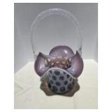 Fenton Opalescent Amethyst Coin Dot Ruffled Edge