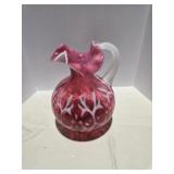 Fenton Cranberry Opalescent Spanish Lace Pitcher