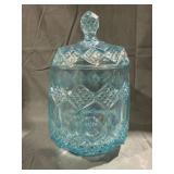 Imperial Light Ice Carnival Glass Candy Jar