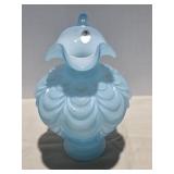 Fenton Blue Topaz Overlay on White Drape Ruffled