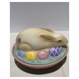 Fenton Easter Bunny on Basket w/ Decorated Eggs,